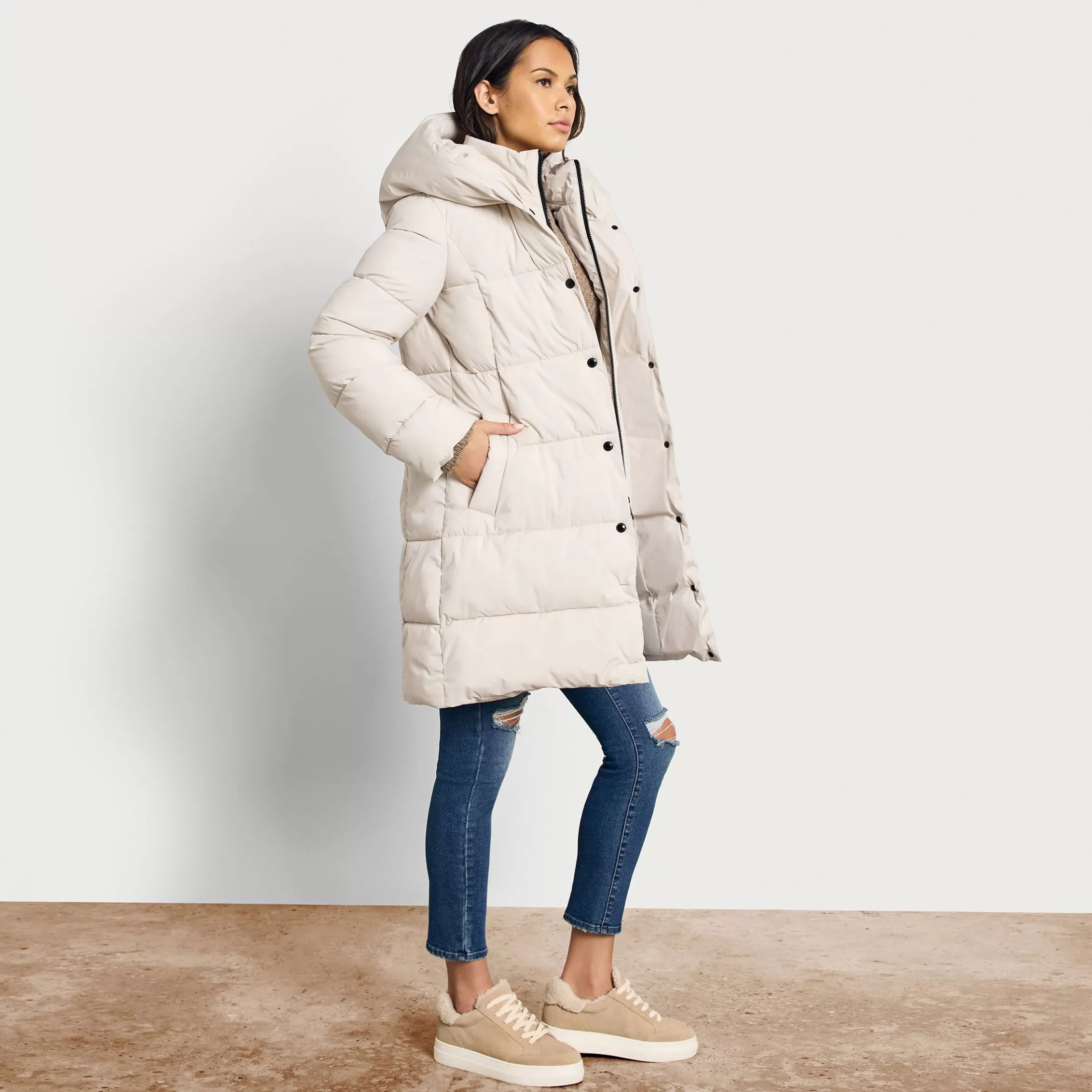 Womens Sam Edelman Long Puffer With Inner Bib