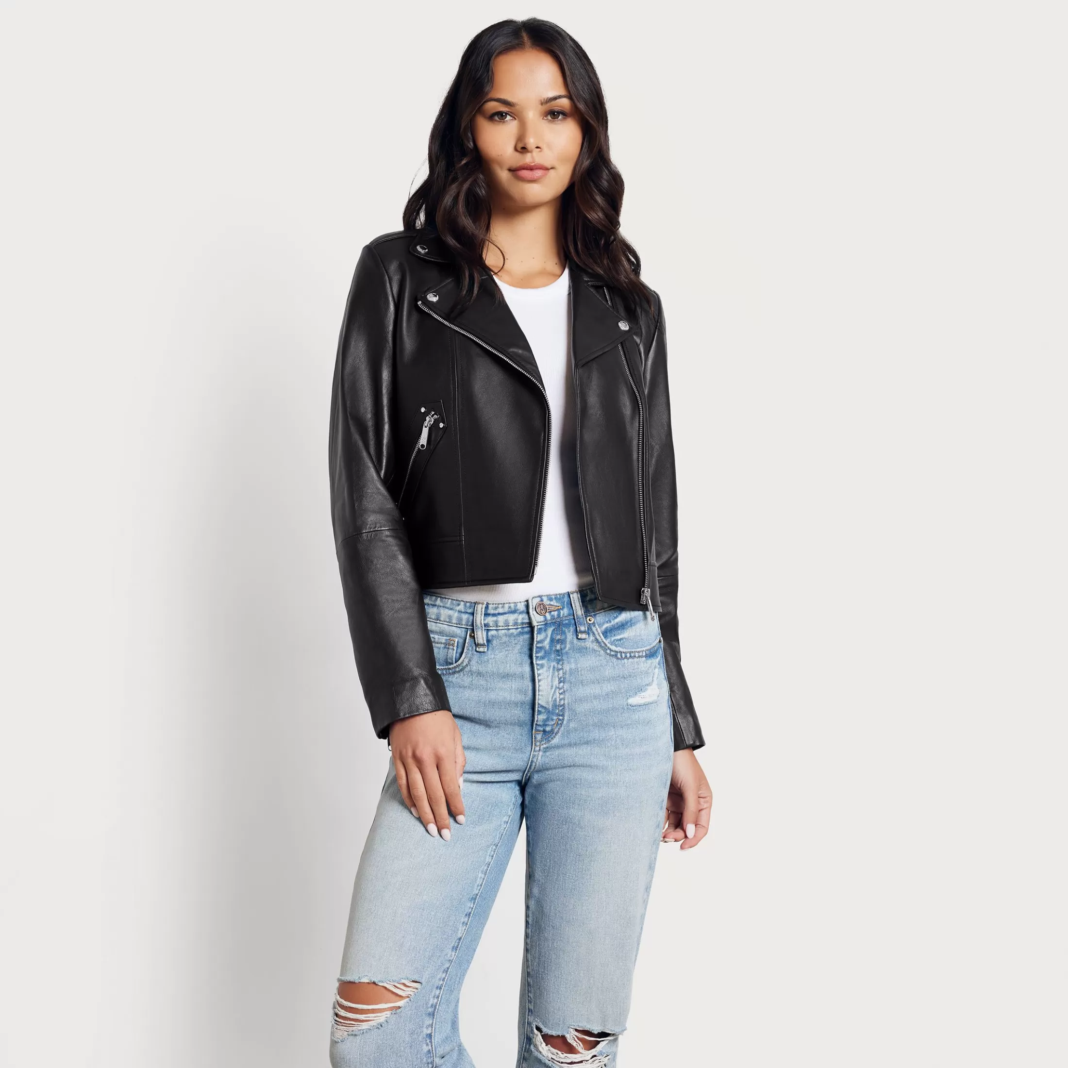 Womens Sam Edelman Moto Jacket With Stitch Details