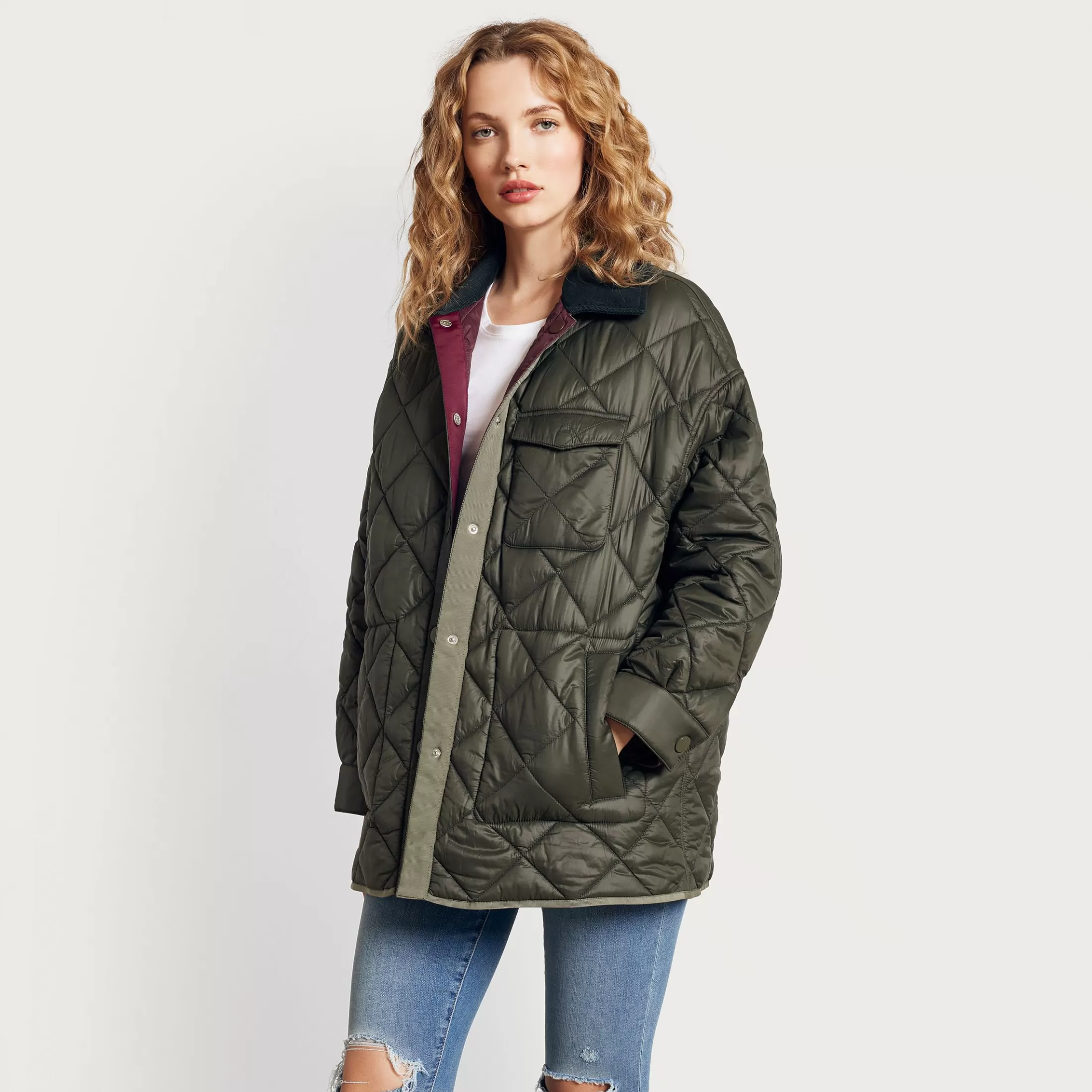 Womens Sam Edelman Reversible Quilted Jacket