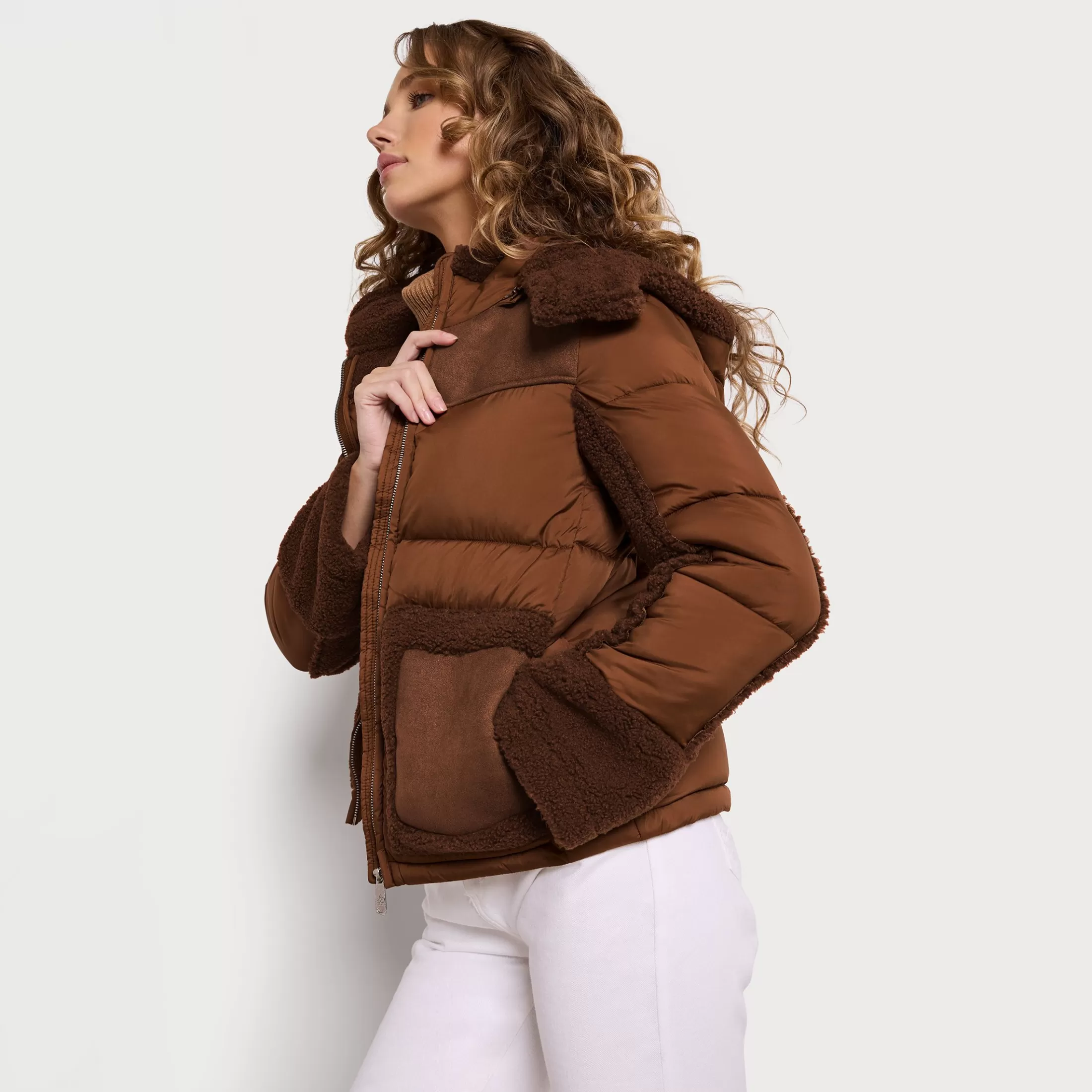 Womens Sam Edelman Short Hooded Puffer